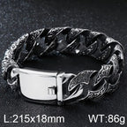 Kalen Snake Skin Cuban Link Men's Bracelet Punk Heavy Stainless Steel Motorcycle Jewelry Vintage Metal Accessory Gift