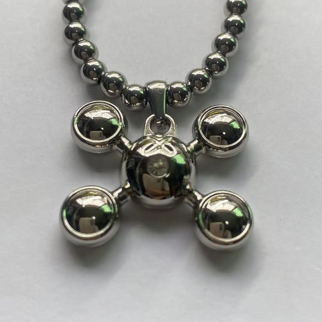 Hip-hop Style Stainless Steel Round Bead Chain, Rapper Necklace, a Niche Design Necklace Gift for Fashionable Men and Women