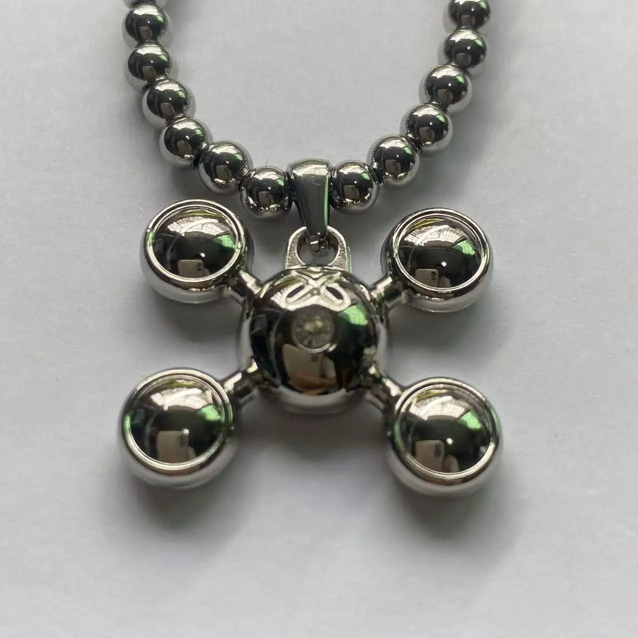 Hip-hop Style Stainless Steel Round Bead Chain, Rapper Necklace, a Niche Design Necklace Gift for Fashionable Men and Women