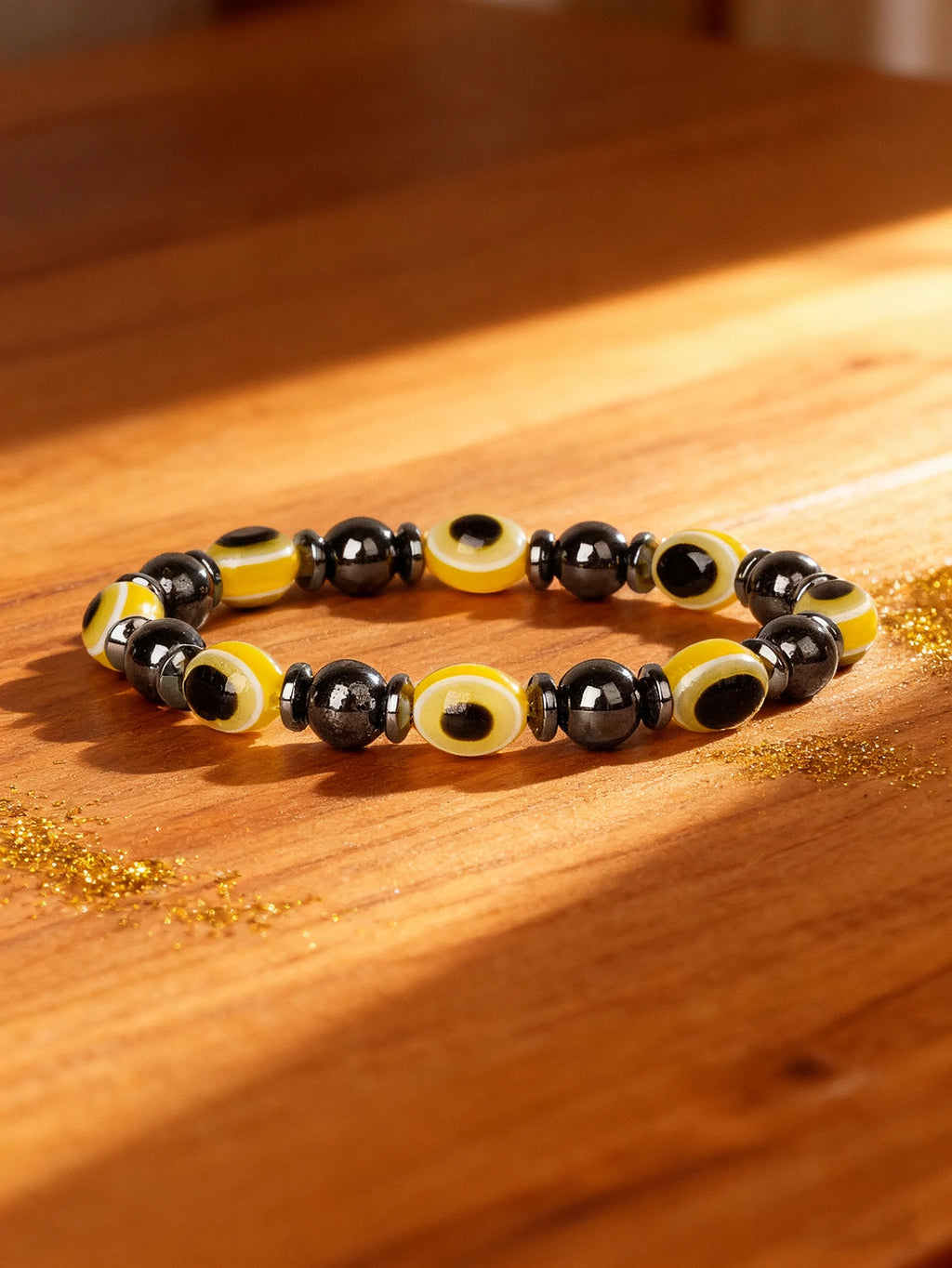 Hematite Stone Bracelet Handmade Woven with Gold color Spacers Cylinder Beads Leather for Energy Protection Reiki Charm Jewelry