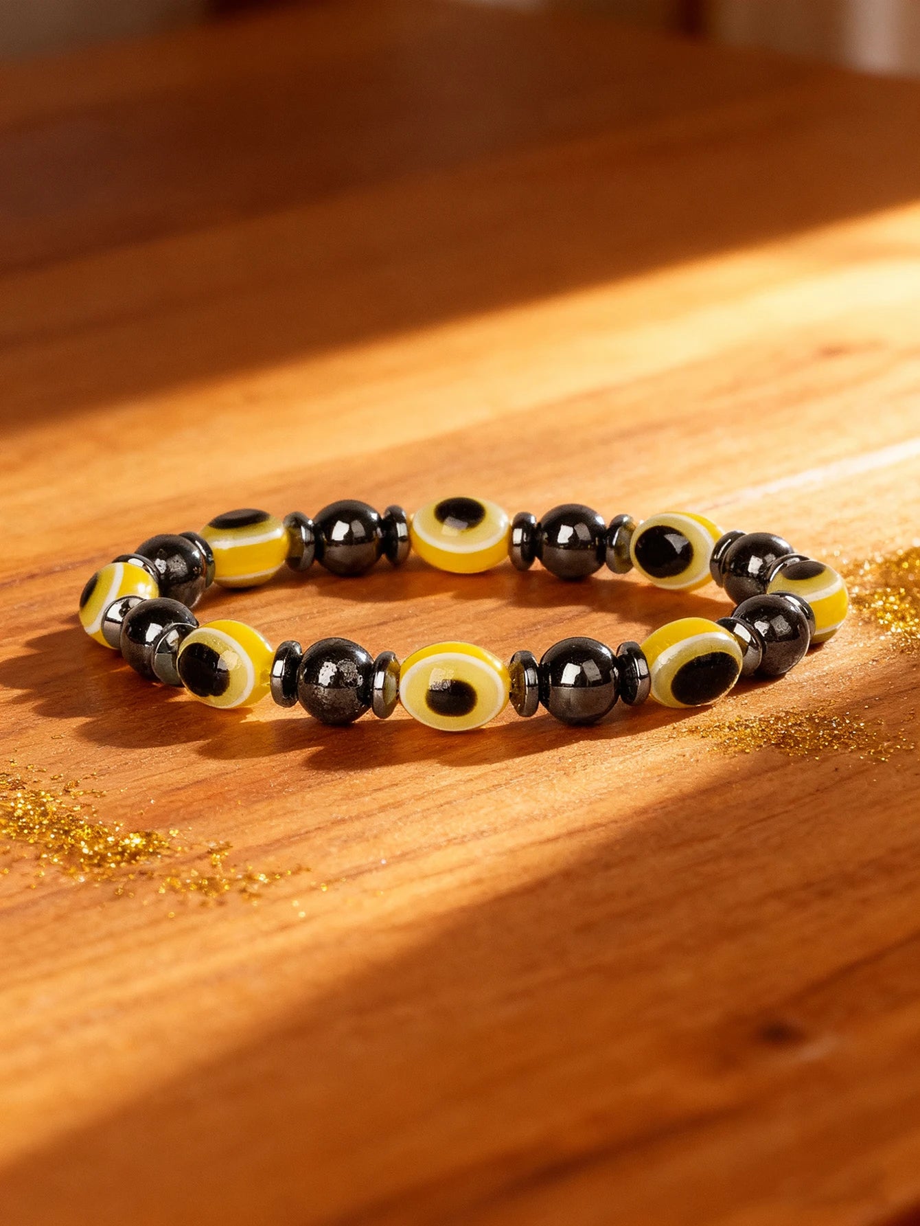 Hematite Stone Bracelet Handmade Woven with Gold color Spacers Cylinder Beads Leather for Energy Protection Reiki Charm Jewelry