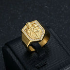 Knights Templar Zircon Ring — Stainless Steel