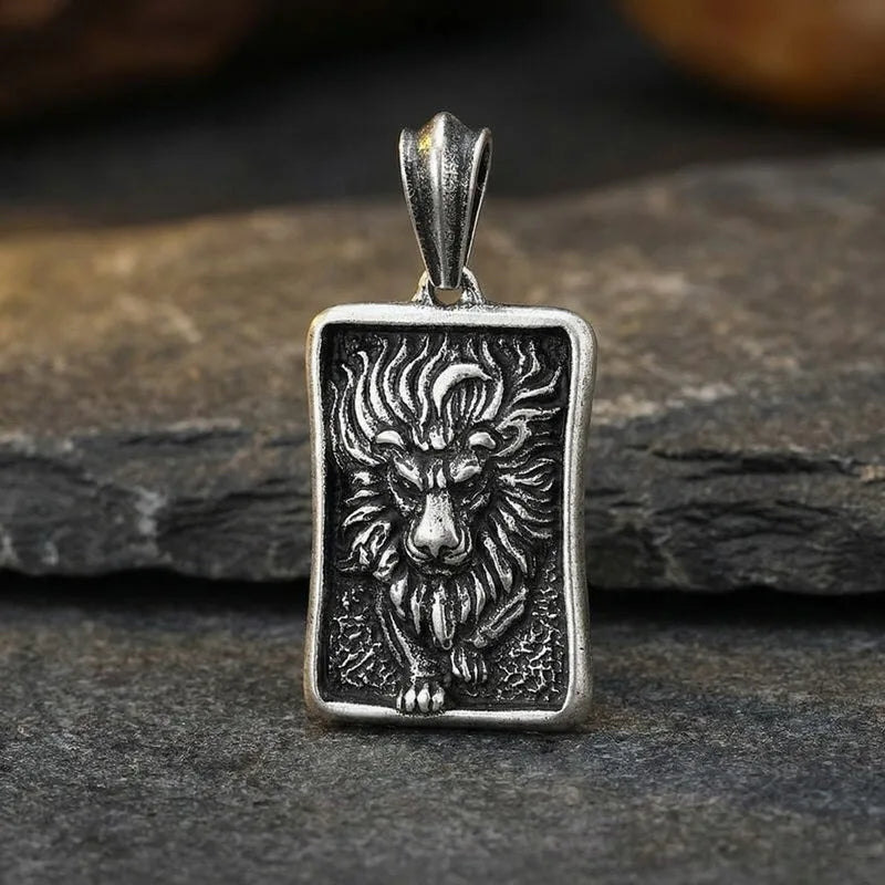 Retro Lion Pendant Motorcycle Necklace — Stainless Steel