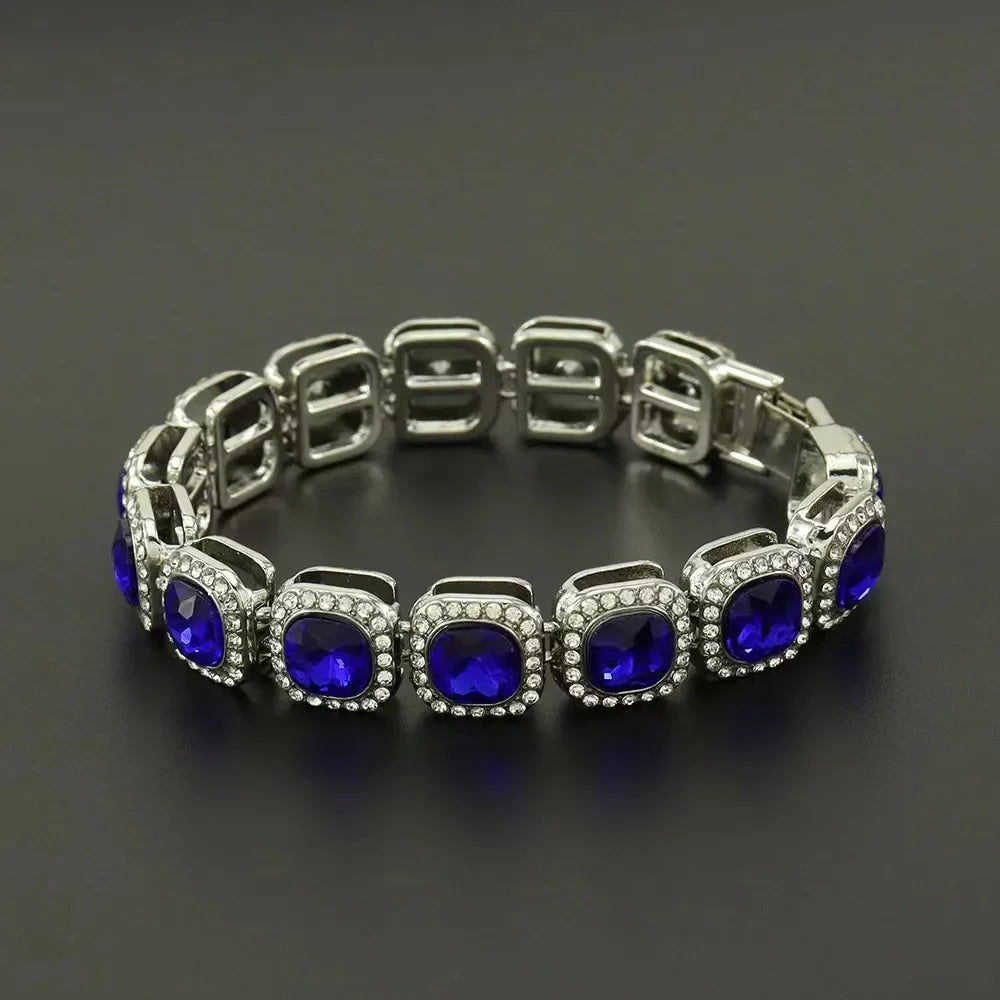 Iced Out 1 Row Square Cubic Zirconia Tennis Chain Bracelet