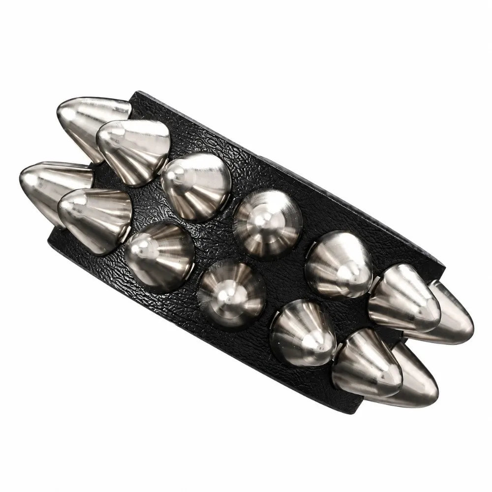 Classic Adjustable Size Rivet Bangle Square Wide Rows Nails Spike Cuff Bracelet PU Leather Bracelets Bangle Men Women