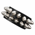 Classic Adjustable Size Rivet Bangle Square Wide Rows Nails Spike Cuff Bracelet PU Leather Bracelets Bangle Men Women