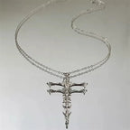 Skull Cross Silver Pendant Necklace