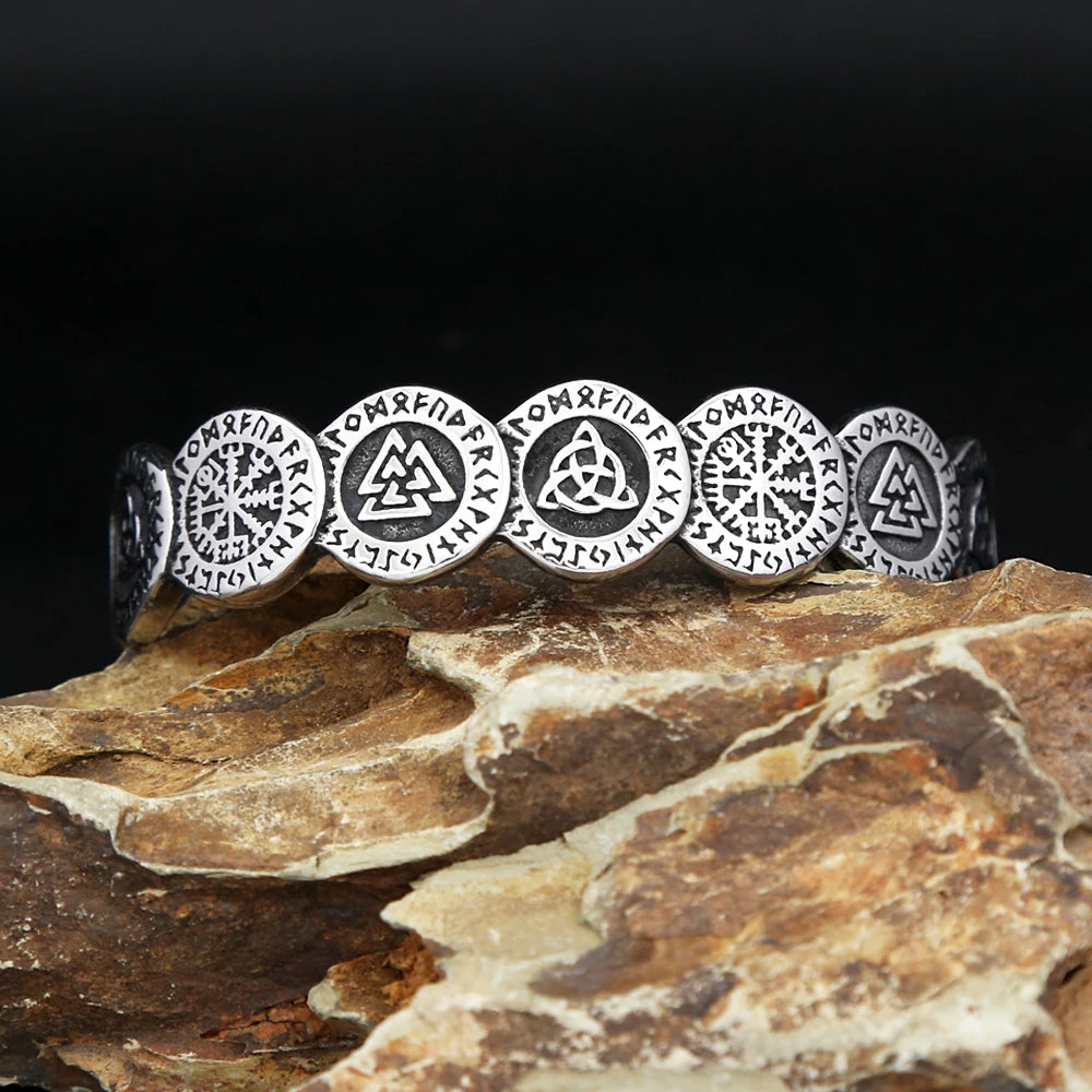 Valknut Compass Bracelet — Stainless Steel