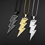 Black Lightning Pendant Necklace — Stainless Steel