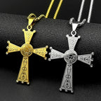 Christian Baroque Style Jesus Cross Pendant Necklace for Women Men Stainless Steel Gold Color Rhinestone Holy Pray