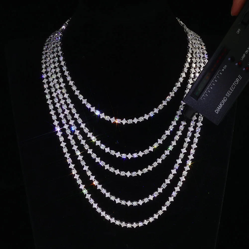 925 Silver VVS Moissanite Star Tennis Chain