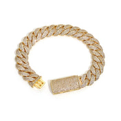 NY 13mm 3 Rows of Fashion Cuban Link Bracelet Iced Out Brass CZ Miami Rectangular Buckle Design Hip Hop Men Jewelry