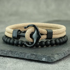 Stylish 2Pcs Men Anchor Bracelet Set Grade A 4mm Cord Sweat Wicking Sports Wrist Accessories Perfect Gift For Him