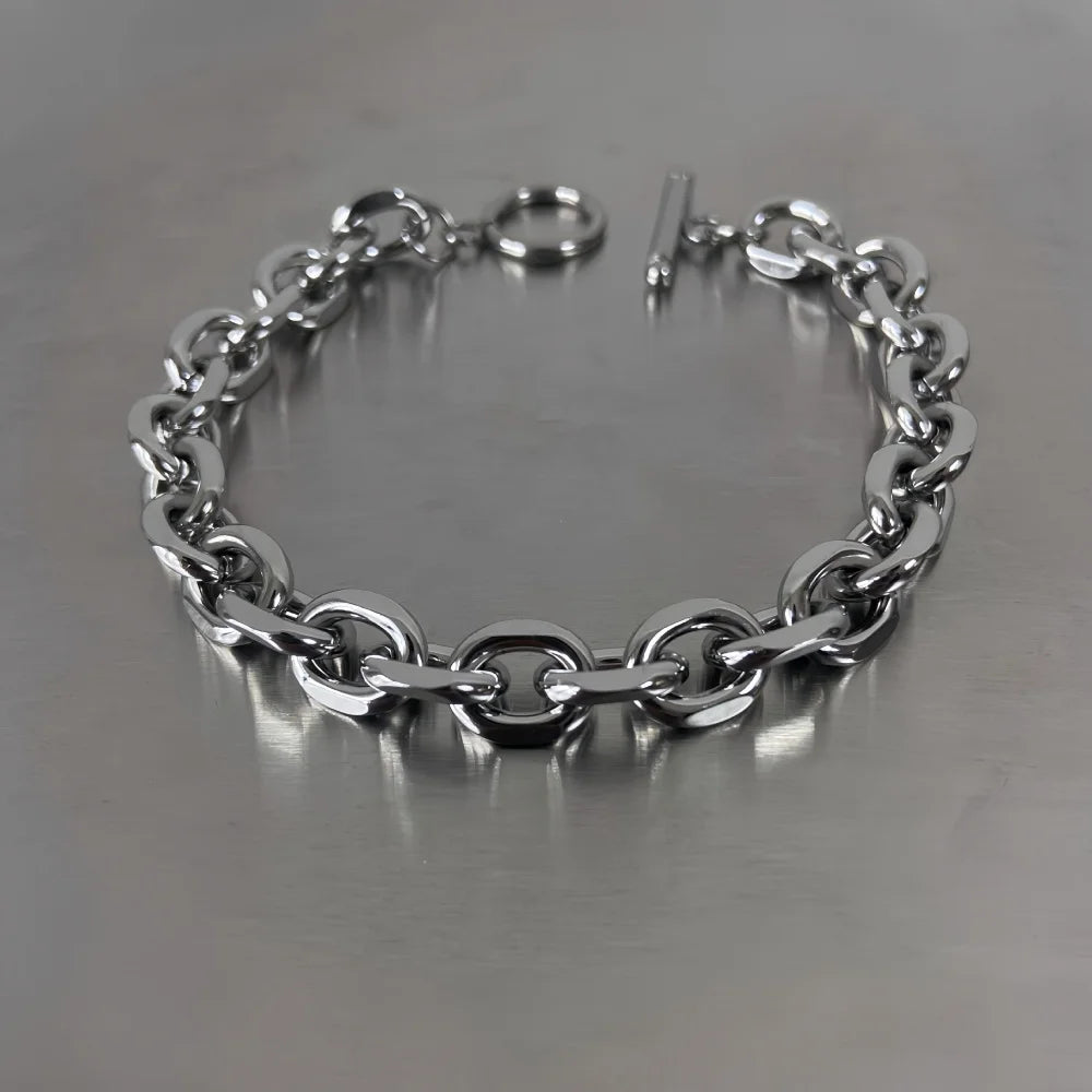 Simple Stainless Steel Men Bracelet INS Silver Color OT Buckle O-Circle Chain Bracelet Fashion Women Jewelry Fashion
