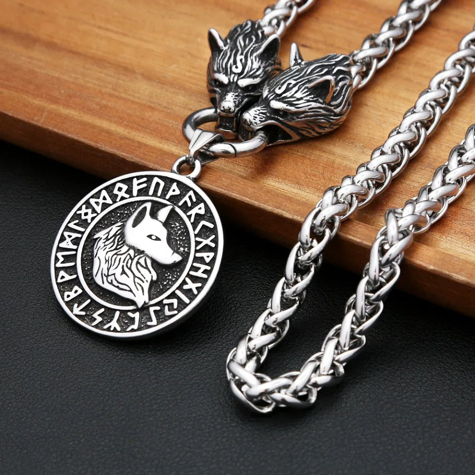 Viking Wolf Head Pendant — Stainless Steel
