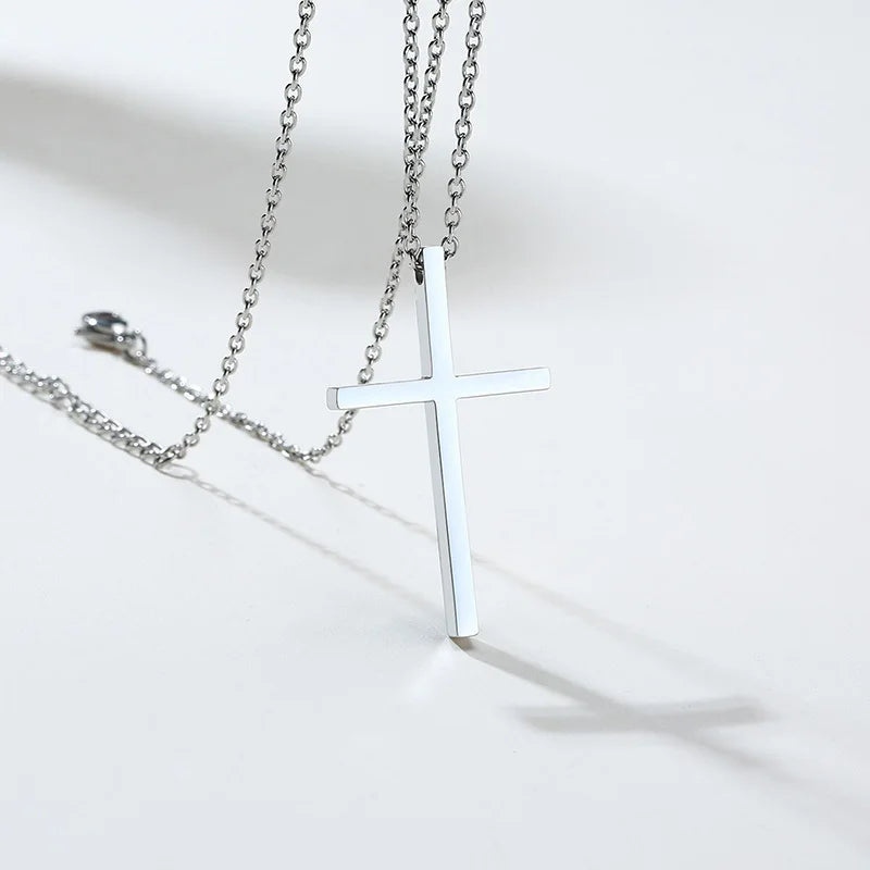 Layered Cross Pendant Set — Stainless Steel