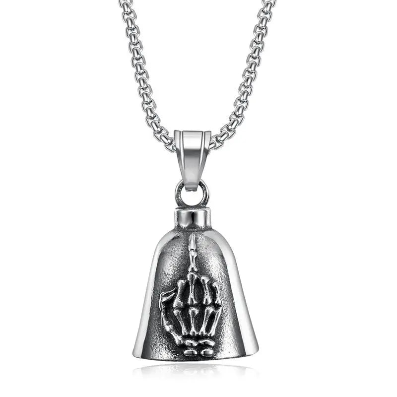 Moto Bell Steel Pendant Retro Skeleton Palm Middle