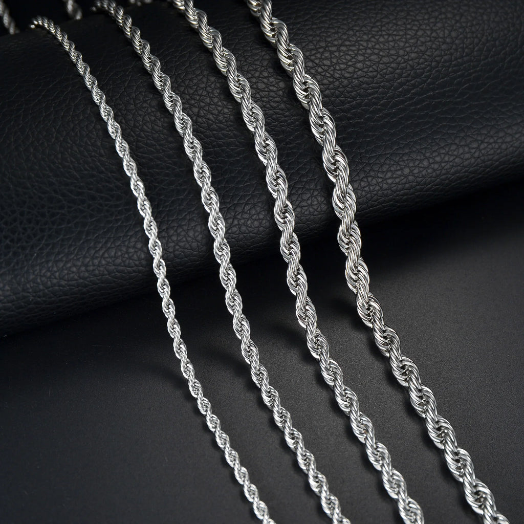 Twisted Rope Chain Necklace — Stainless Steel