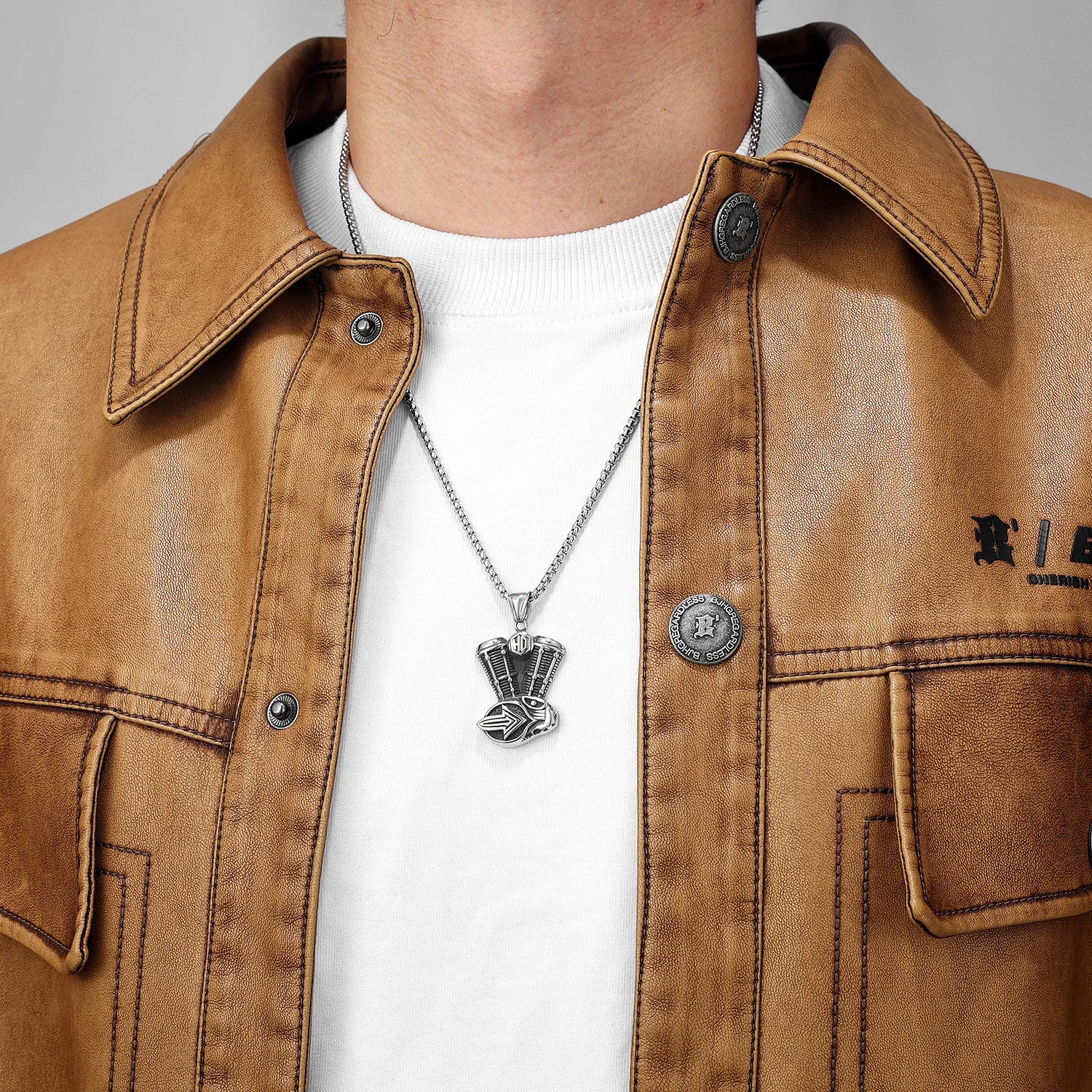 Motorcycle Engine Pendant — Stainless Steel