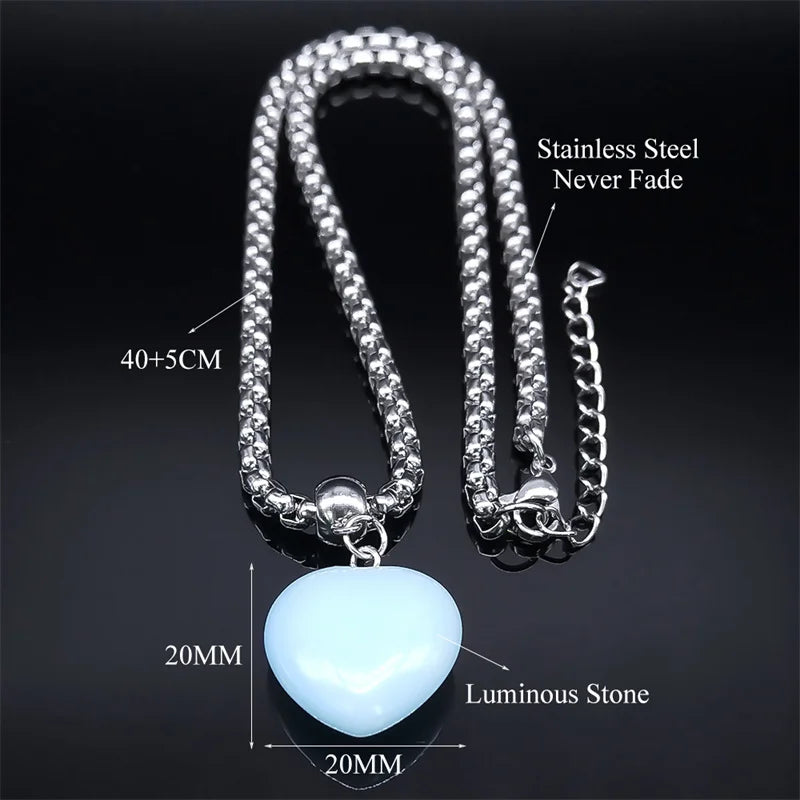 Luminous Heart Glow Dark Pendant — SS