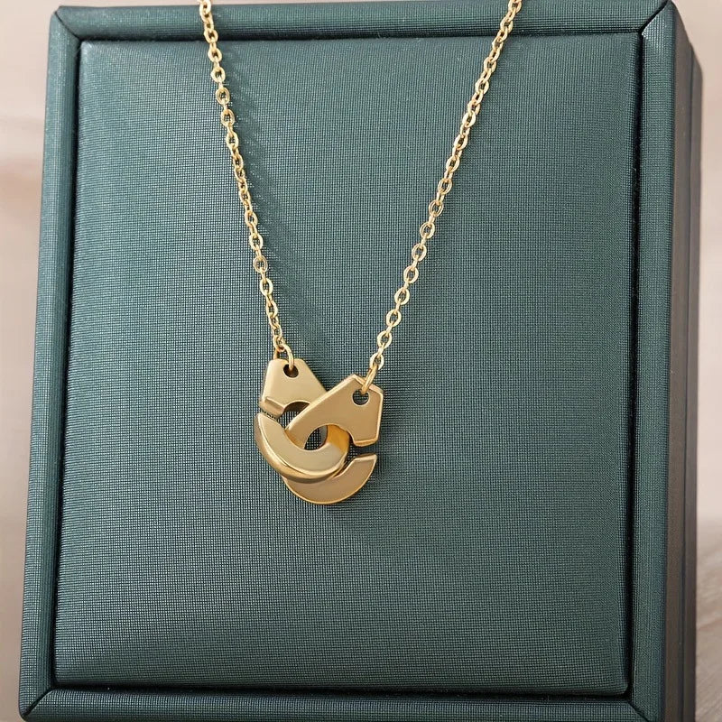 Geometric Hollow Pendant Necklace — Stainless Steel