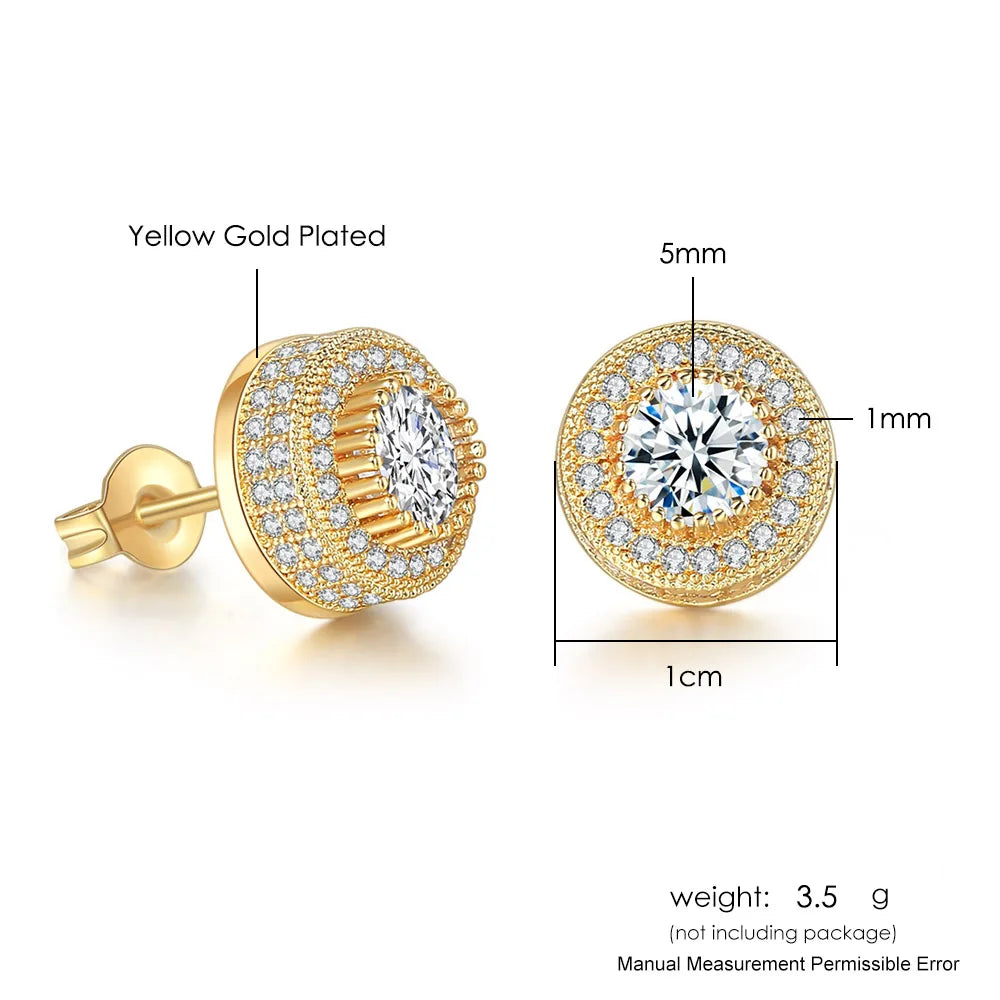 Iced Out Round CZ Piercing Stud Earrings for Men and Women