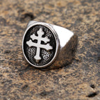 Classic Lorraine Cross Signet Ring for Men Gold/Silver Color Stainless Steel Orthodox Cross Ring Male Punk Biker Jewelry