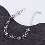 Punk Retro Silver Rivet Twisted Chain Necklaces Bracelet Fade Irregular Knot Splicing Collars Cool Rock Punk Jewelry Gifts