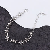 Punk Retro Silver Rivet Twisted Chain Necklaces Bracelet Fade Irregular Knot Splicing Collars Cool Rock Punk Jewelry Gifts