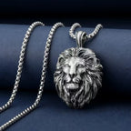 Vintage Lion Head Pendant Necklace — Stainless Steel