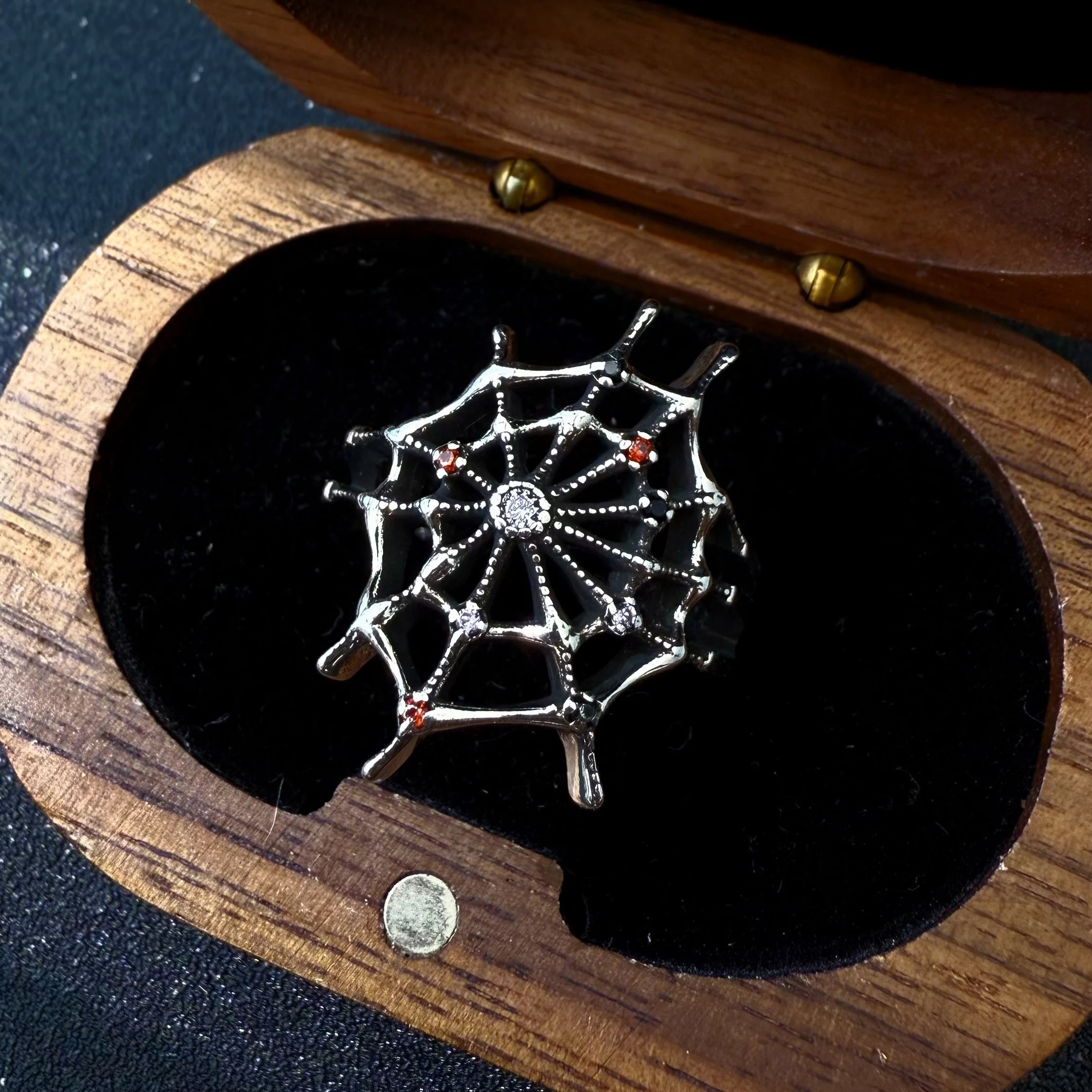 Retro The Spider Web Adjustable Open Ring For Men Punk Gothic Edgy Copper Jewelry Cosplay Holloween Accessories Unisex