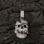 THE BLING KING Iced Out Ghost Skull Head Black Snake Arround Pendant Necklace For Men White Gold Plated Charm Hip Hop Jewelry