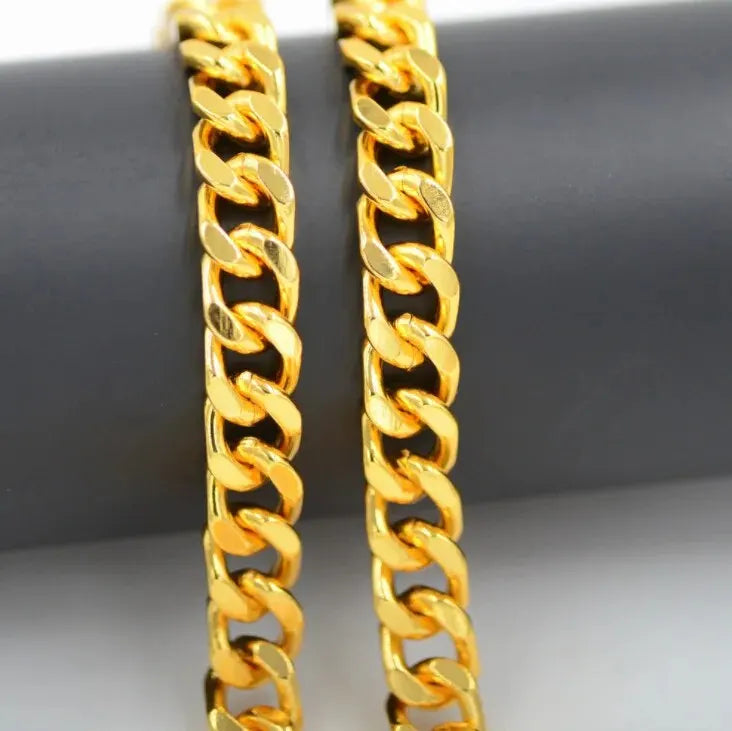 Gold Color Chunky Thick Link Plastic Chain Necklace Classic High Quality Smooth Lock for Women Men Grunge Steampunk