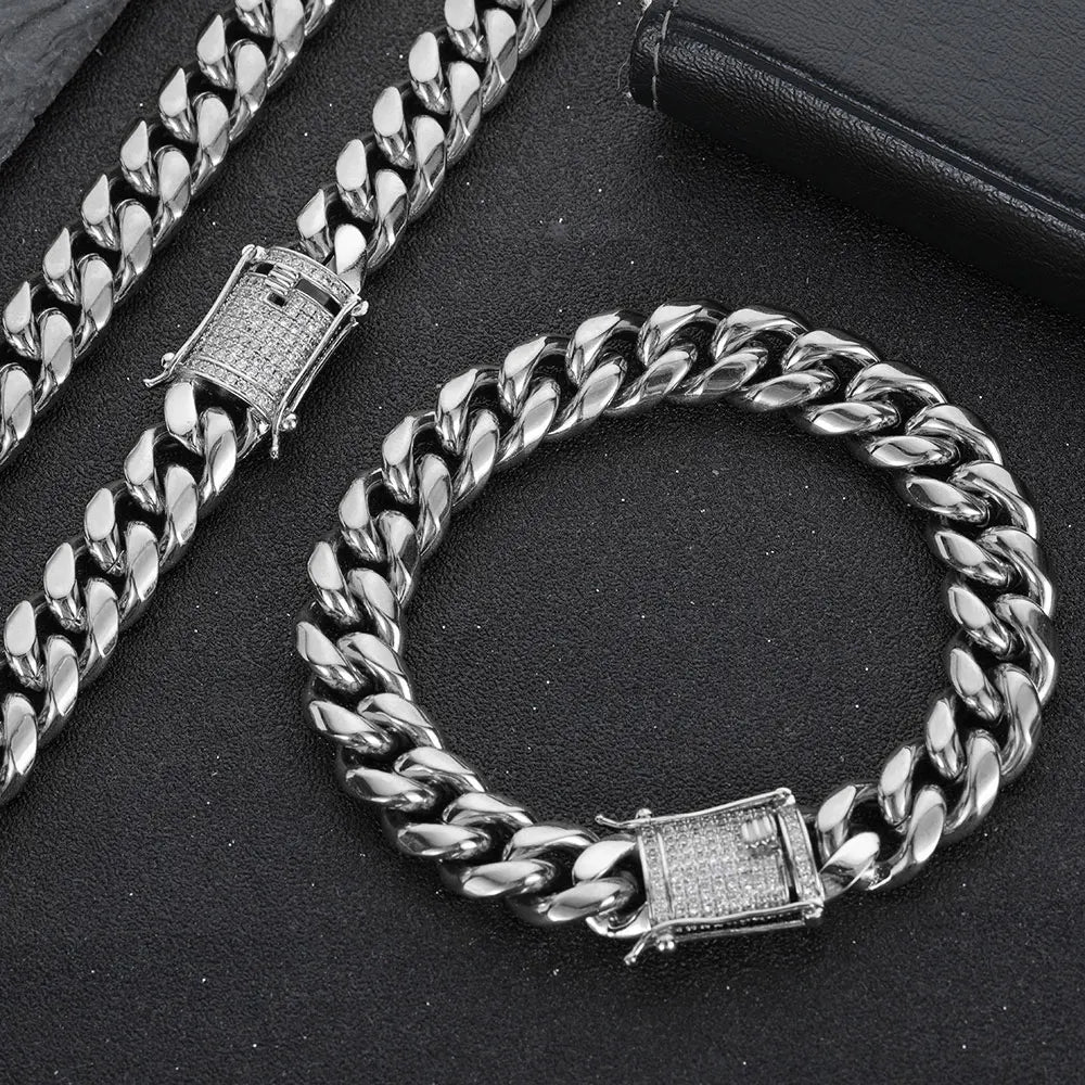 Iced Out Cuban Bracelet Stainless Steel Miami