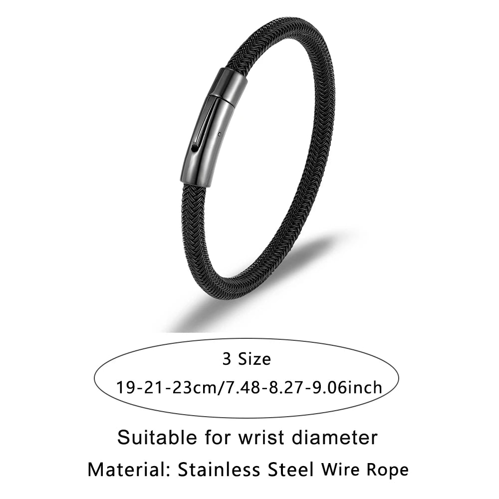 Simple Waterproof 6mm Wire Rope Bracelet For Men Women Stainless Steel Never Fade Handmade Bangles Male Charm Jewelry DIY Gifts