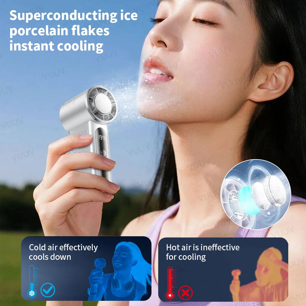 VUUV 2000mAh Portable Fan Rechargeable 5 Speed Mini Air Conditioner Small Fan Air Cooler with LED Digital Display