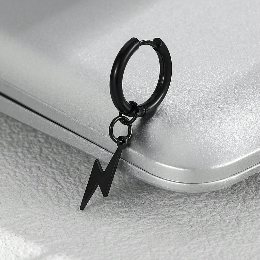 Lightning Hoop Earrings for Women and Men — Stainless Steel