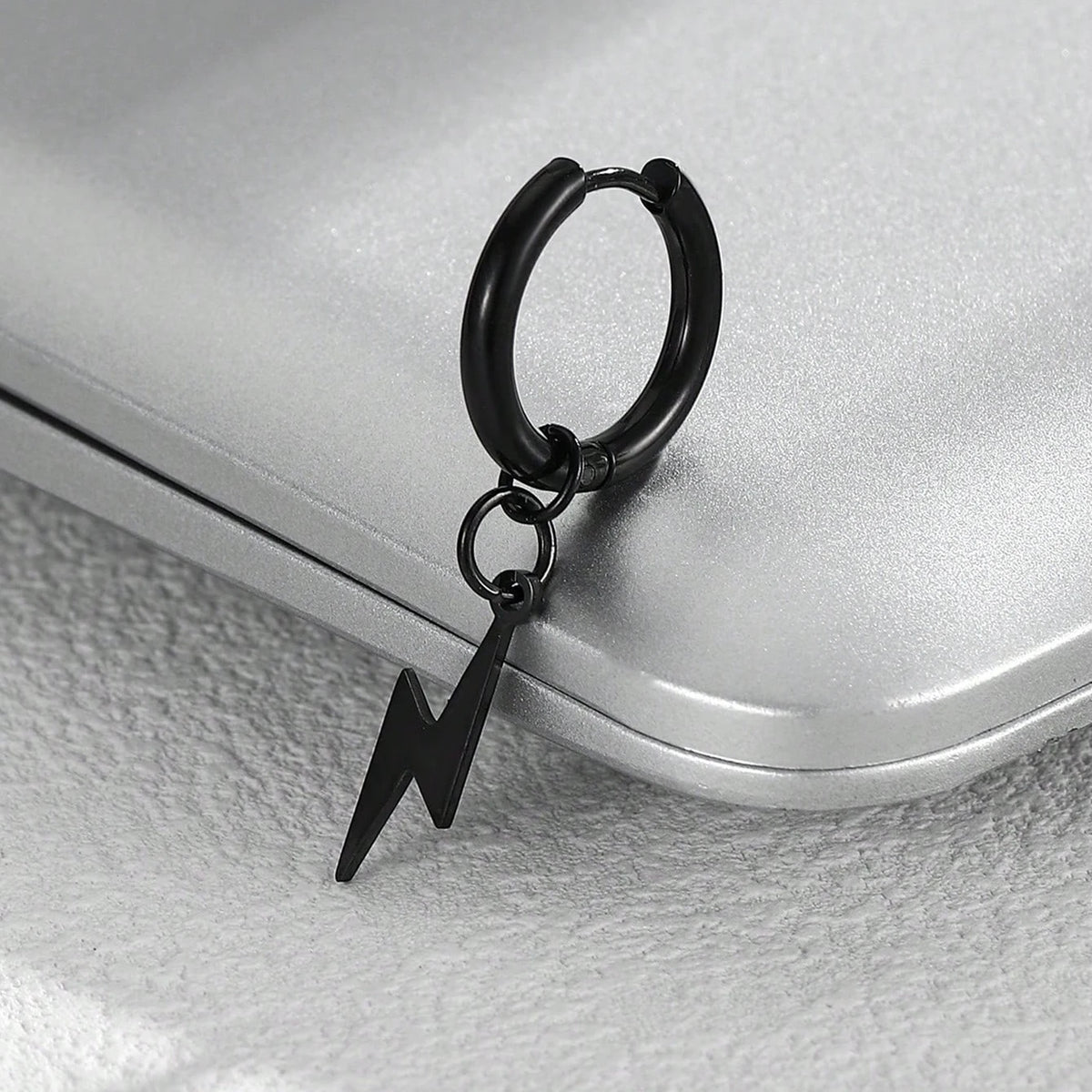 Lightning Hoop Earrings for Women and Men — Stainless Steel