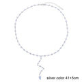 2025 Luxury Round Water Drop Stone Pendant Tennis Chain Jewelry 5A Cubic Zirconia Bling Long Y Lariat Sexy Women Choker