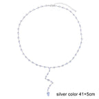 2025 Luxury Round Water Drop Stone Pendant Tennis Chain Jewelry 5A Cubic Zirconia Bling Long Y Lariat Sexy Women Choker
