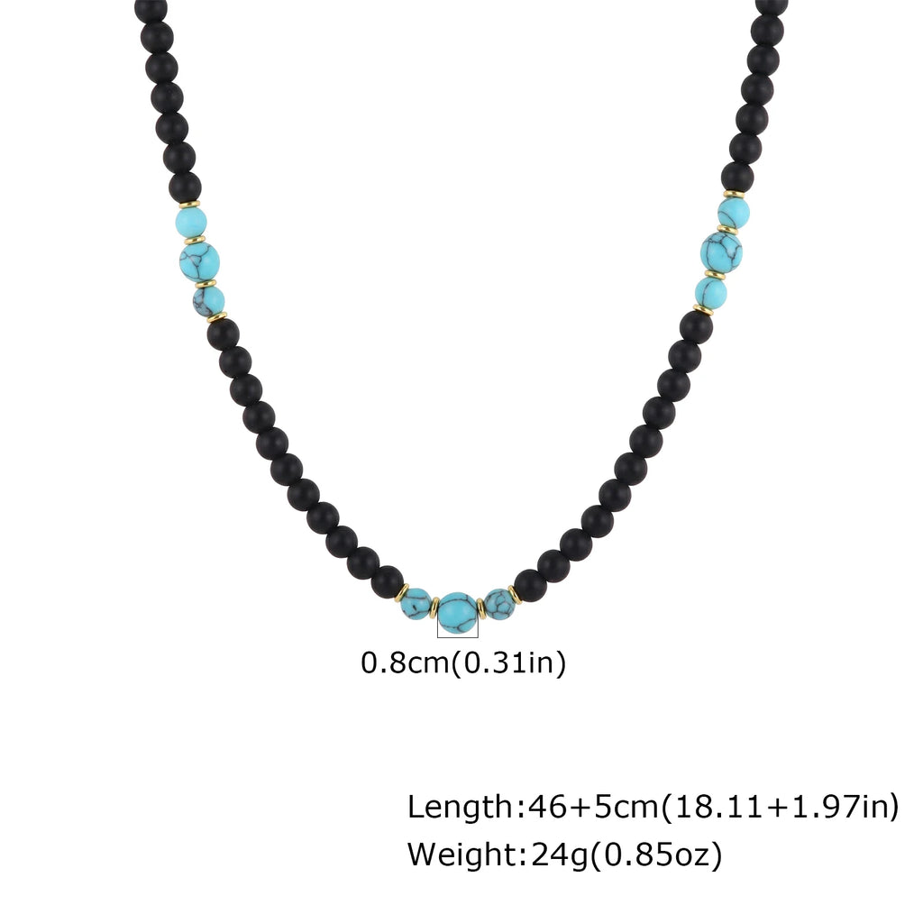 Retro Natural Stone Beads Necklace Tiger Eye Stone Stainless Steel Collar Necklace for Men Boho Trendy Jewelry Gifts
