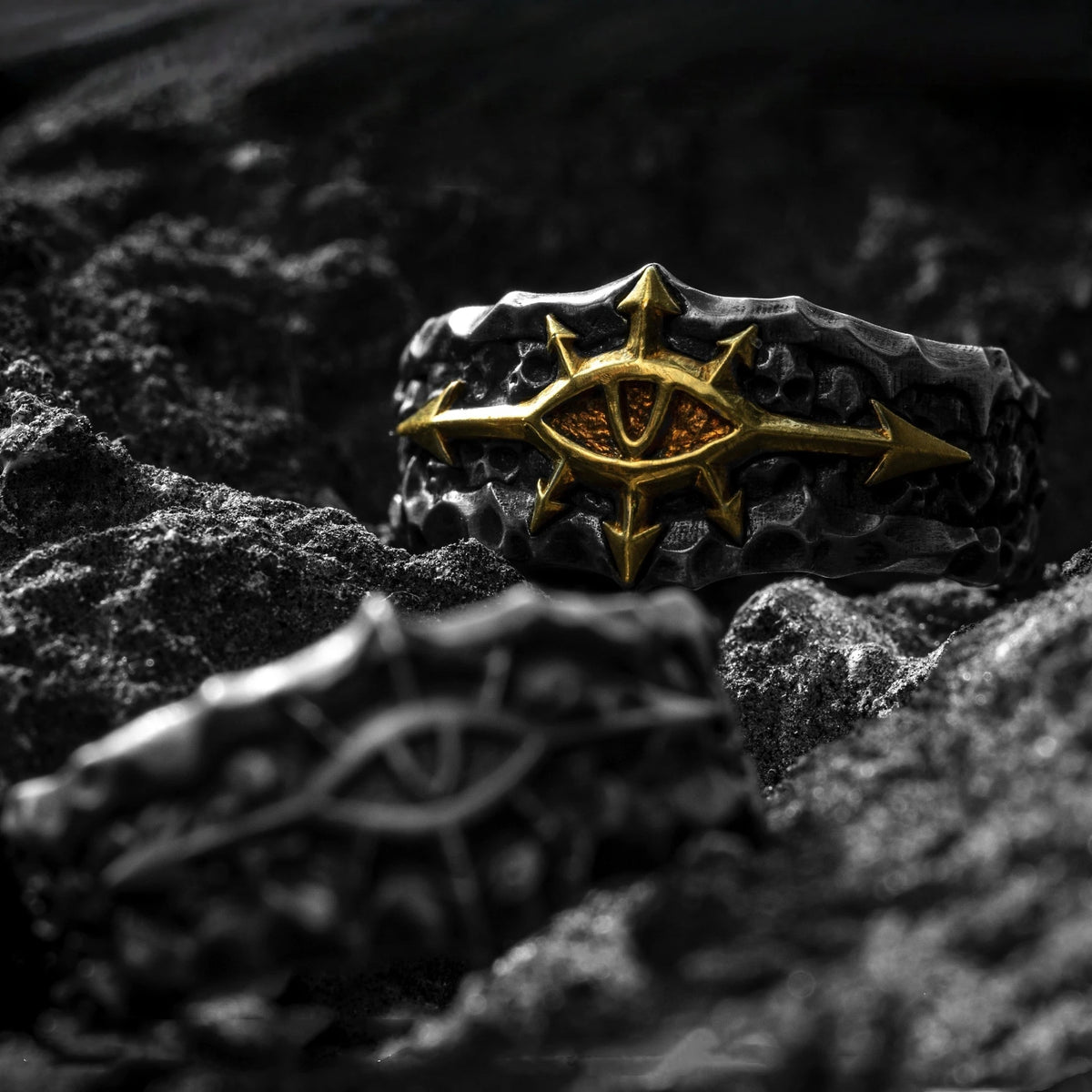 Gothic Eight Pointed Arrow Star Adjustable Open Ring