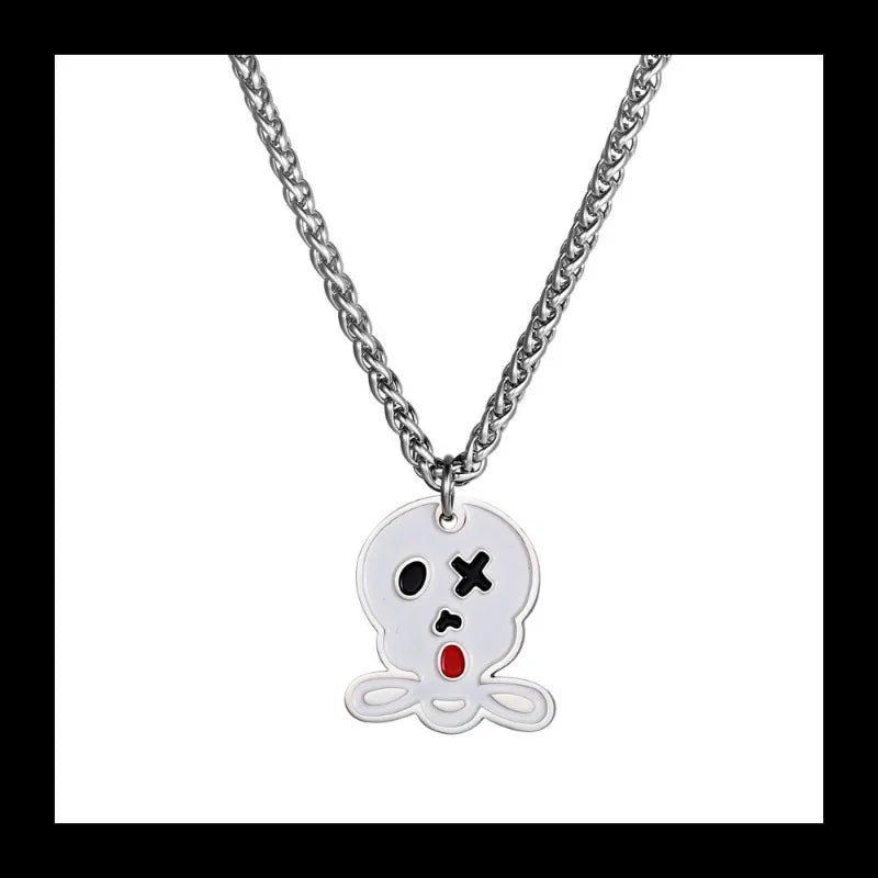 Skeleton Ghost Pendant Necklace — Stainless