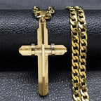 3D Cross Stainless Steel Pendant Necklace