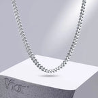 Vnox 3mm Franco Chain Necklaces for Men, Never Fade Stainless Steel Foxtail Chain, Cubic Double Layered Cuban Geometric Chain