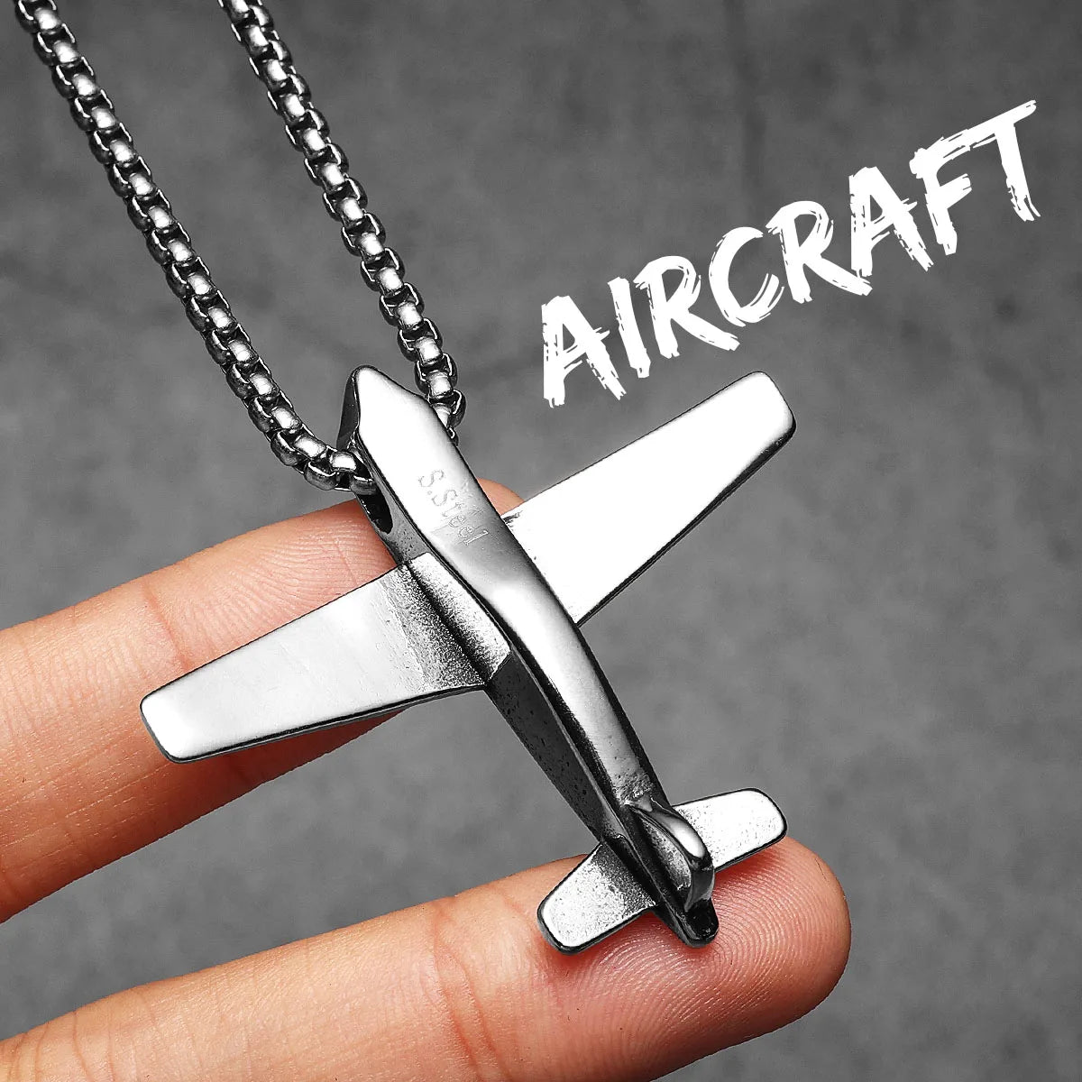 Airplane Pendant Necklace — Stainless Steel