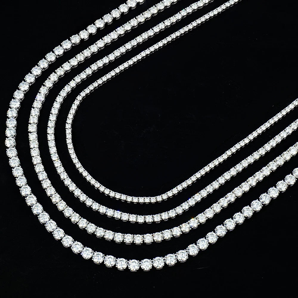 SEMNI 3mm--5mm Moissanite Diamond Tennis Chain Necklace for Women Men 925 Sterling Silver Plated with White Gold Fine Jewelry