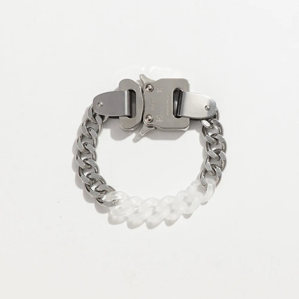 HANGZHI 2021 NEW Hip Hop Punk Titanium Steel Street Men and Women Letters Metal Safety Buckle Necklace Fashion Jewelry