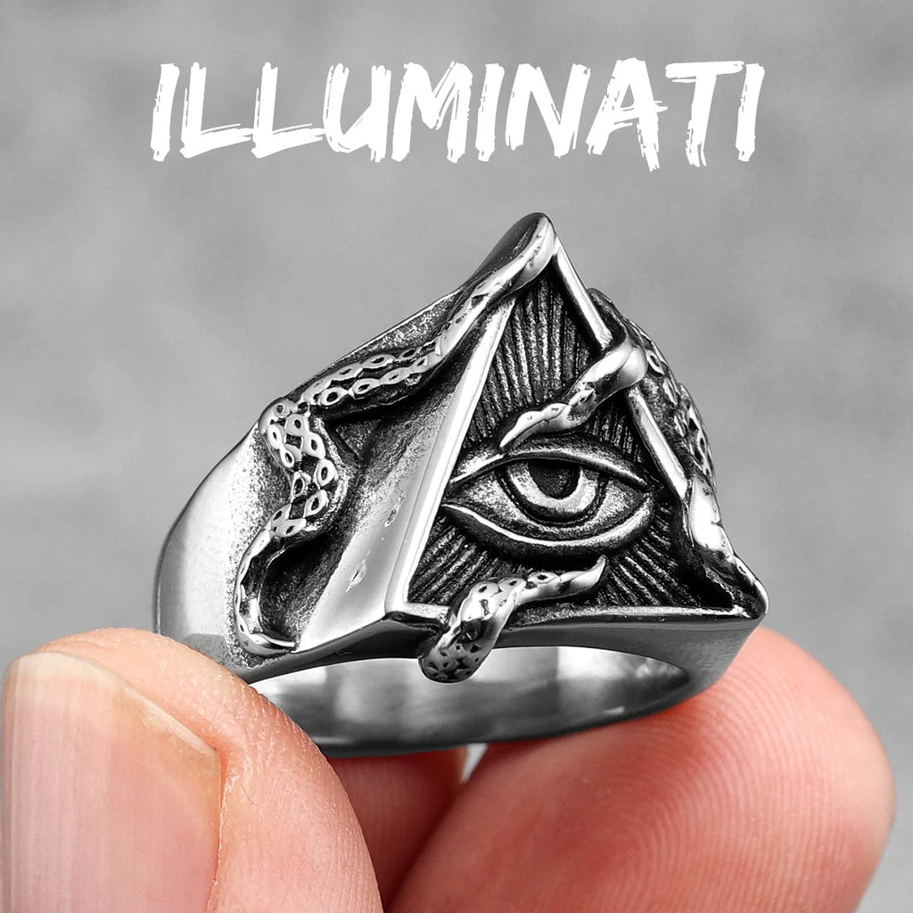 Freemason Illuminati Triangle Ring — Stainless Steel