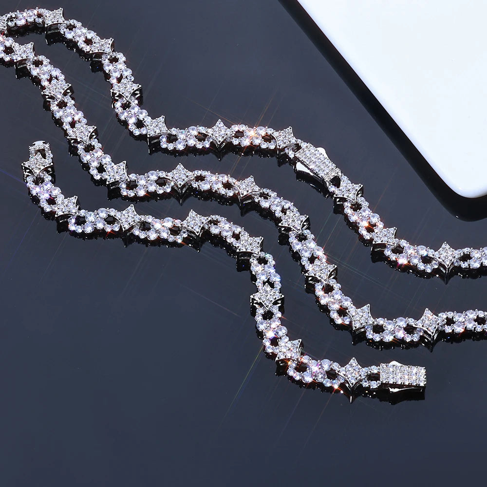 Iced Out Star Chain Necklace Four-Pointed Zircon